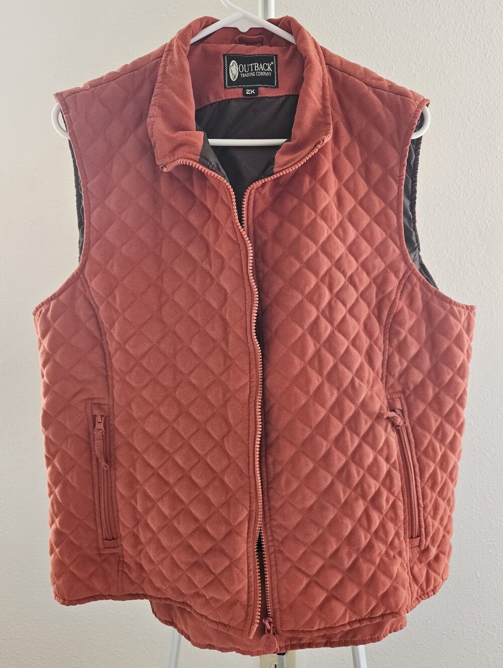 Outback Trading Company Waffle Stitch Burnt Orange Western Riding Vest Size 2x